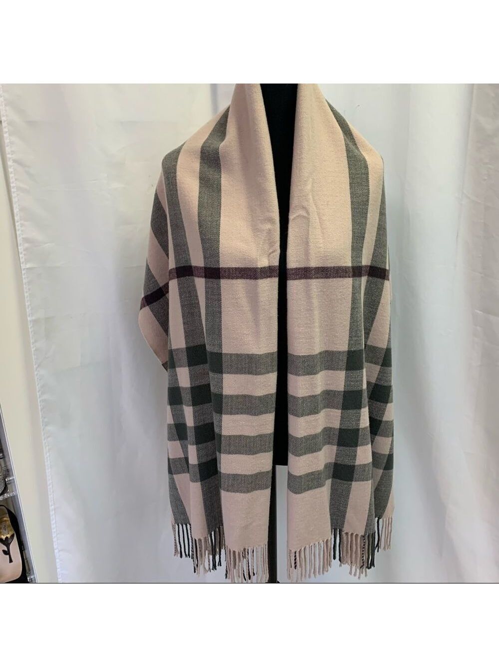 INDIGO pastel dusty rose pink burgundy gray fall winter warm soft blanket scarf - Picture 6 of 11